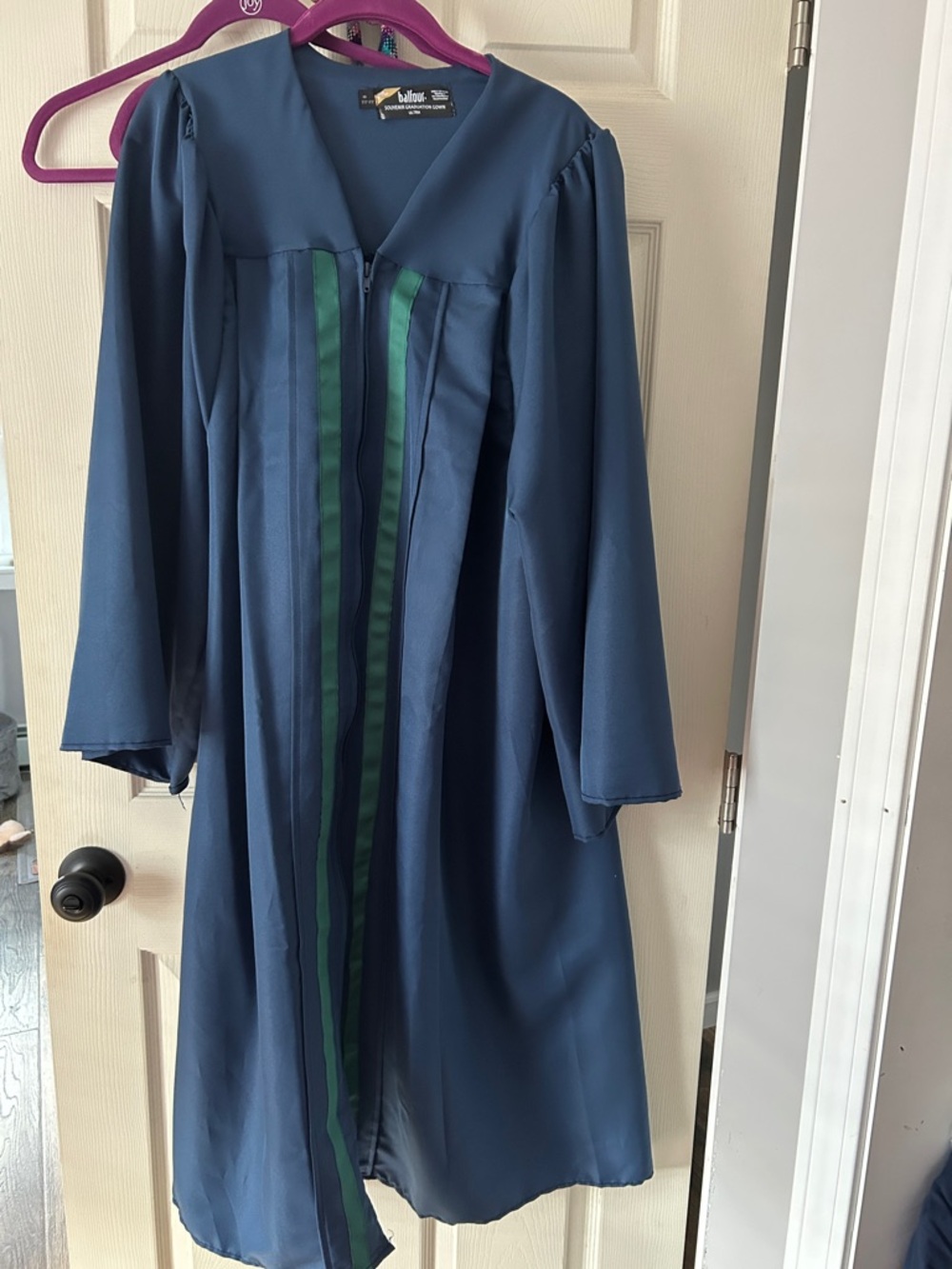 Blue Academic Gown with Green Trim